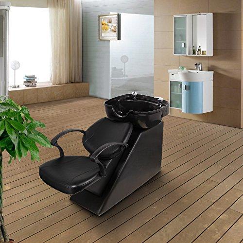 Homrest Backwash Chair Salon Bowl Shampoo Equipment Sink Unit Double Drain Beauty Stylist Station (Basic)