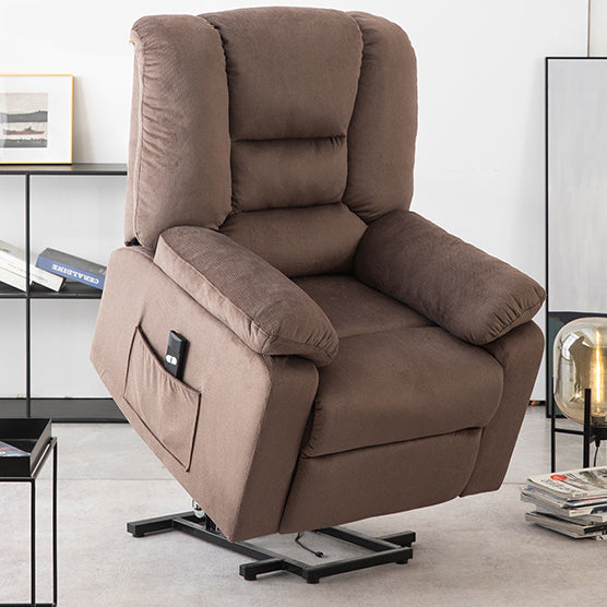 Homrest Power Lift Microfiber Electric Recliner Chair for Elderly with Side Pockets, Remote Control Living Room Chair (Brown)
