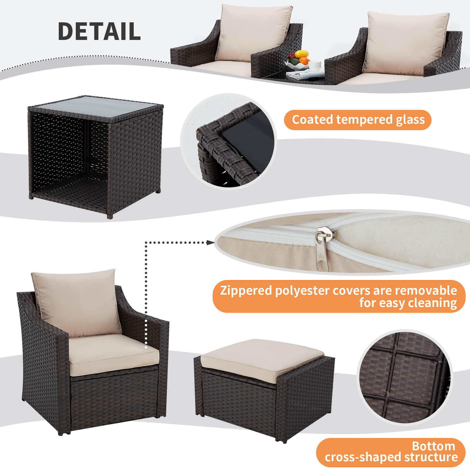 Homrest outdoor furniture set for porch, garden and poolside