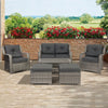 6 Pcs Rattan Outdoor Conversation Sets with Ottoman, Gray