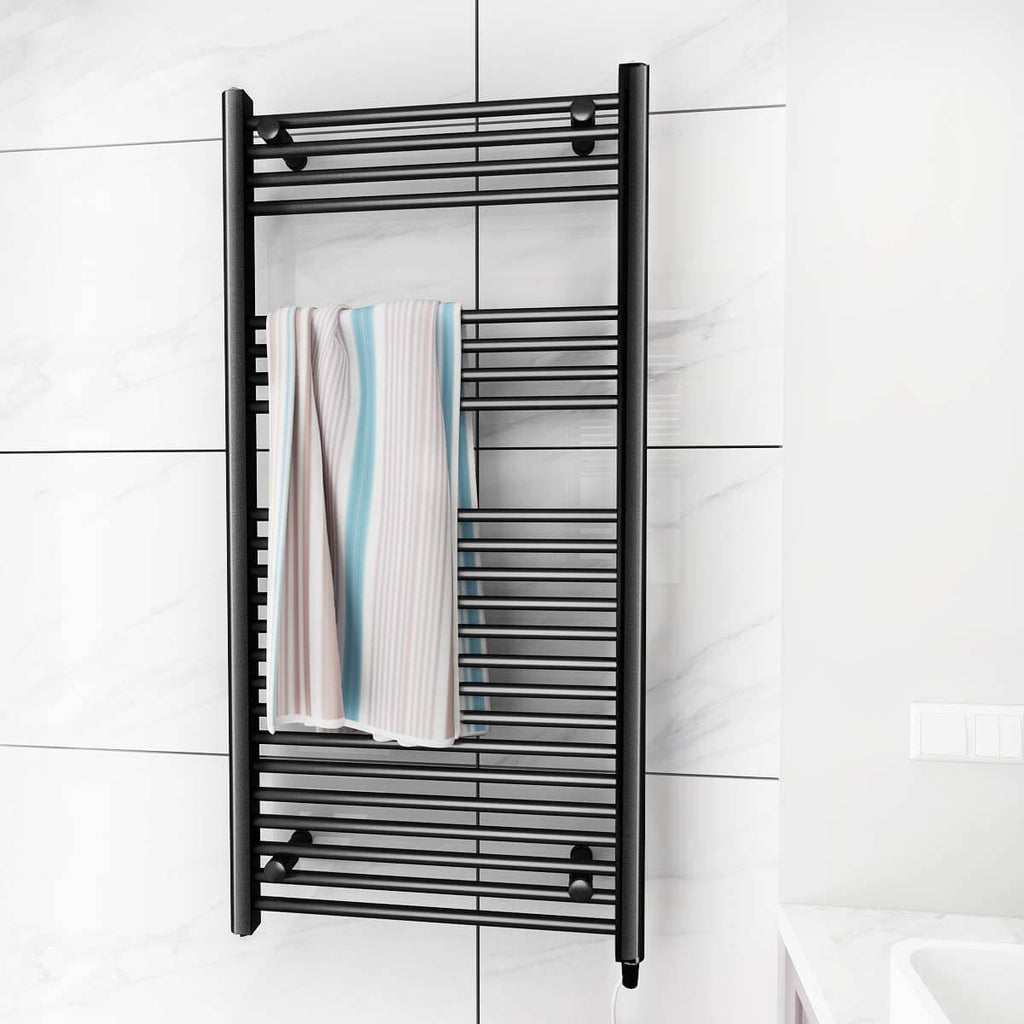 Towel Warmer Rack, Steel Heated Drying Rack Plug-in Wall Mounted Towel Warmer Rack for Bathroom (Black, 23 Bar)