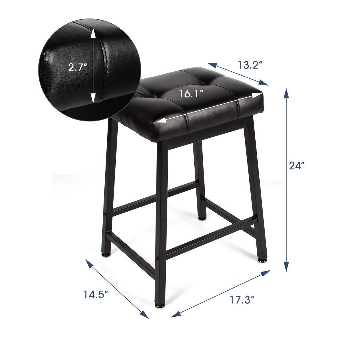 Homrest 24 inches Counter Height Bar Stools Set of 2 with Faux Leather Cushion