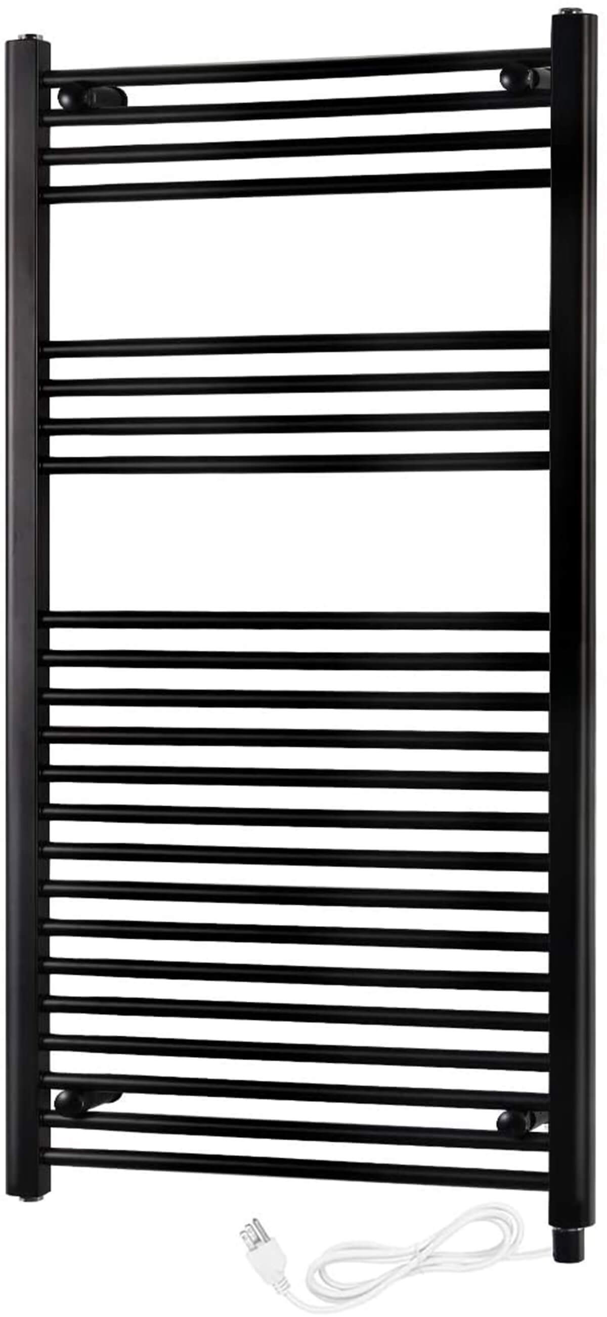 Towel Warmer Rack, Steel Heated Drying Rack Plug-in Wall Mounted Towel Warmer Rack for Bathroom (Black, 23 Bar)