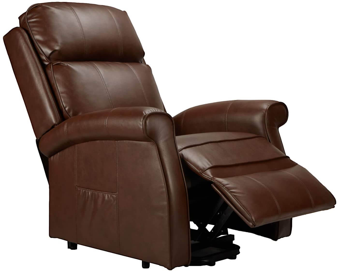 Homrest Electric Power Lift Recliner Chair, Faux Leather Electric Recliner for Elderly with Heated Vibration Massage, Side Pocket & Remote Control, Brown