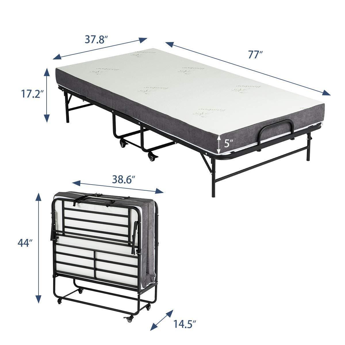 Homrest Portable Folding Bed with 5 Inch Memory Foam Mattress
