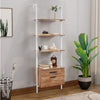 Homrest Wall Mouted Industrial 3-Tier Bookshelf with 2 Wood Drawers, White