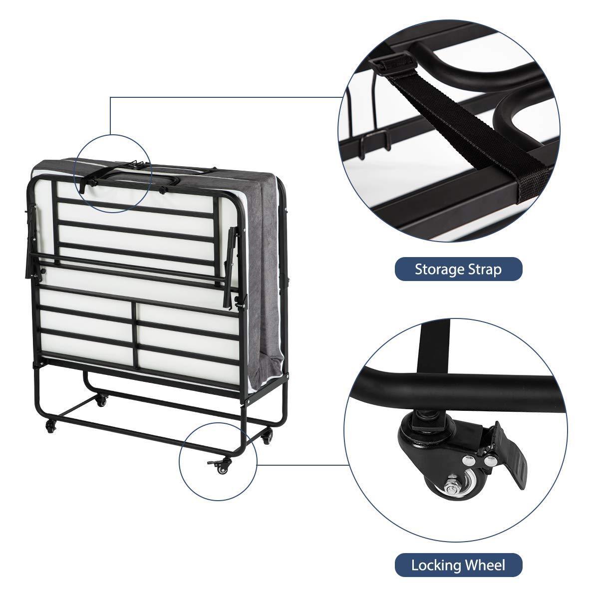 Homrest Portable Folding Bed with 5 Inch Memory Foam Mattress