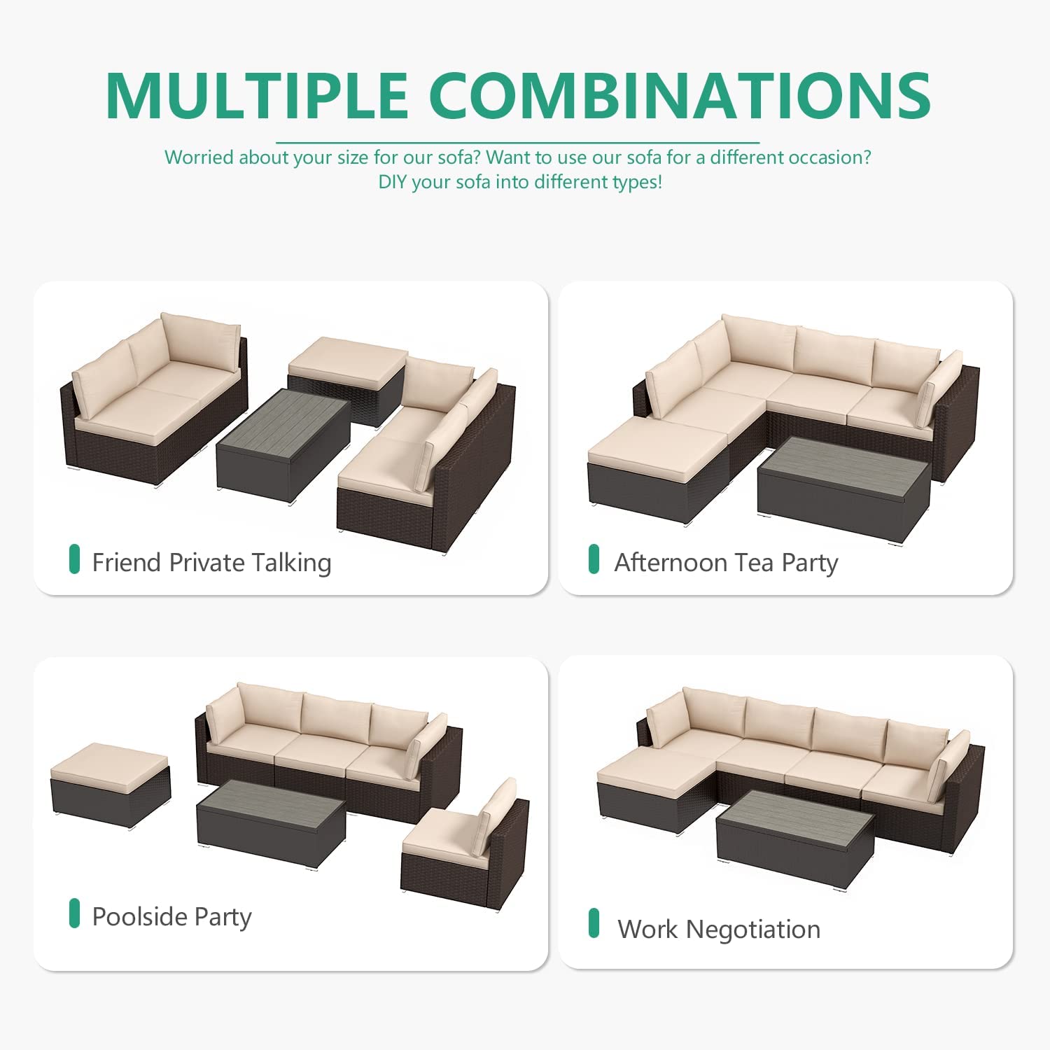 Free combination of Homrest patio sofa set