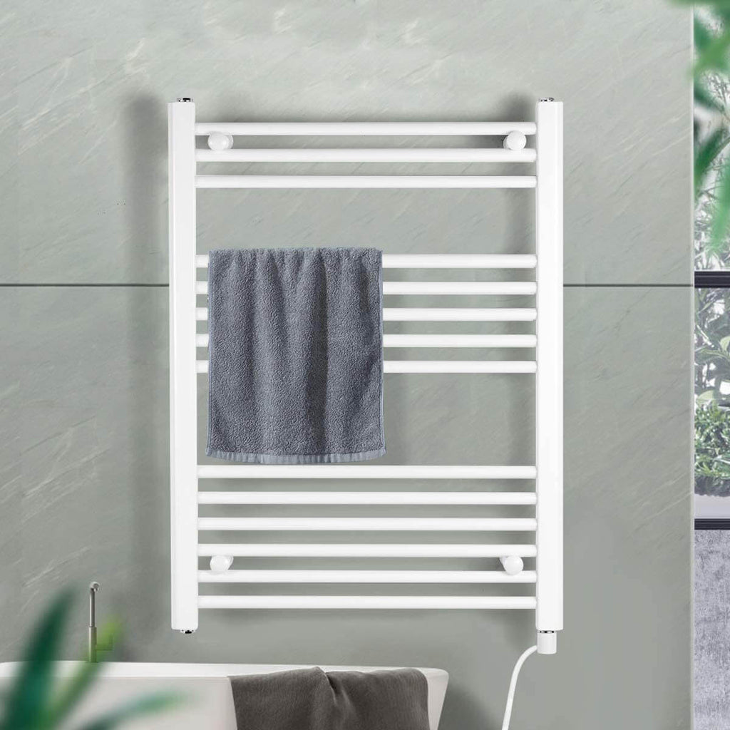 Towel Warmer Rack, Steel Heated Drying Rack Plug-in Wall Mounted Towel Warmer Rack for Bathroom (White, 14 Bar)