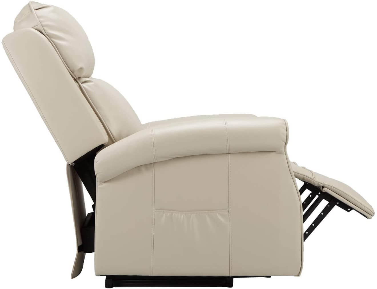 Homrest Electric Power Lift Recliner Chair, Faux Leather Electric Recliner for Elderly with Heated Vibration Massage(White)
