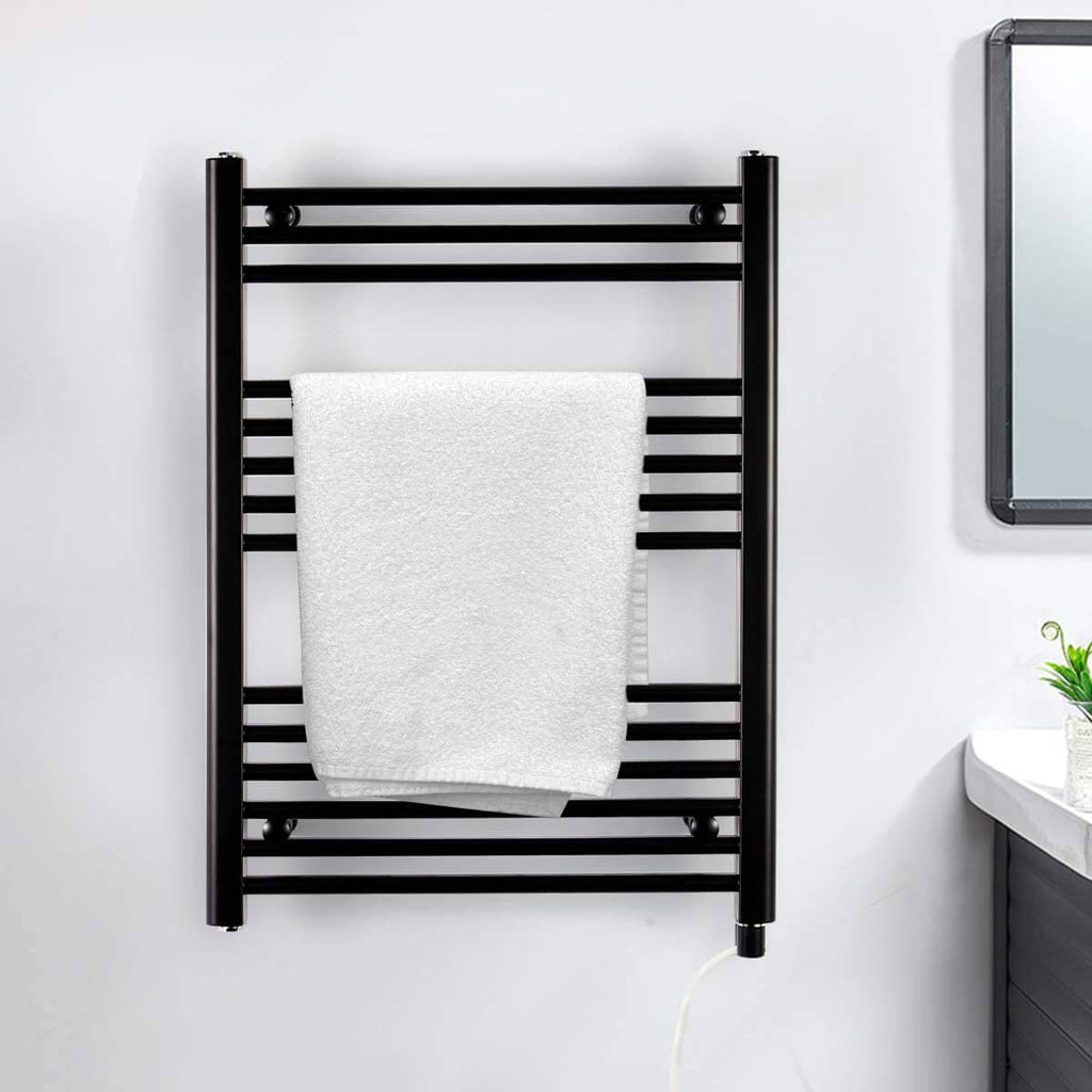 Towel Warmer Rack, Steel Heated Drying Rack Plug-in Wall Mounted Towel Warmer Rack for Bathroom (Black, 14 Bar)