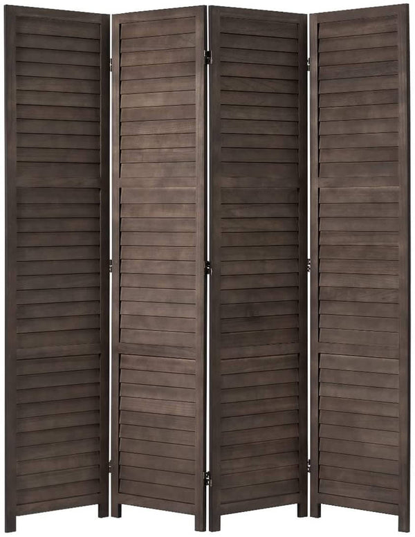 Homrest 4 Panel Wood Room Divider, 5.6 Ft Tall Folding Privacy Screen Room Divider, Freestanding Partition Wall Dividers for Office,Bamboo,Bedroom, Dark Brown