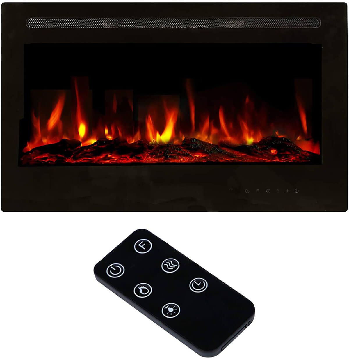 Homrest 36" Recessed Mounted Electric Fireplace Insert with Touch Screen Control Panel, Remote Control, 750/1500W, Black