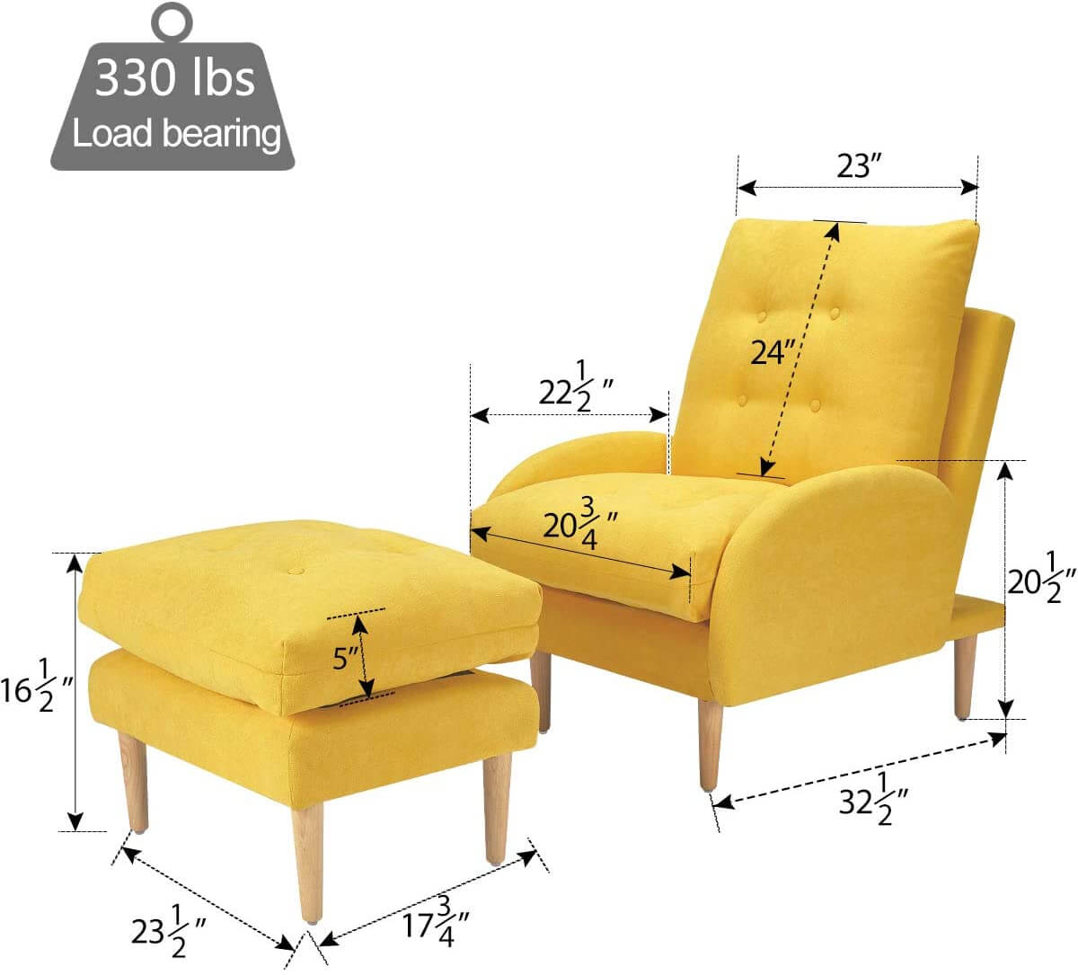 Sofa Chair with Ottoman Fabric Lounge Recliner Adjustable Backrest