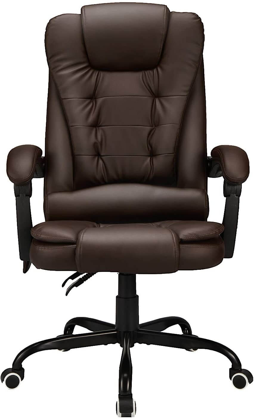 Homrest Ergonomic Office Chair, High-Back Computer Desk Chair with Heated Massage & Lumbar Support, Brown (Without Footrest)