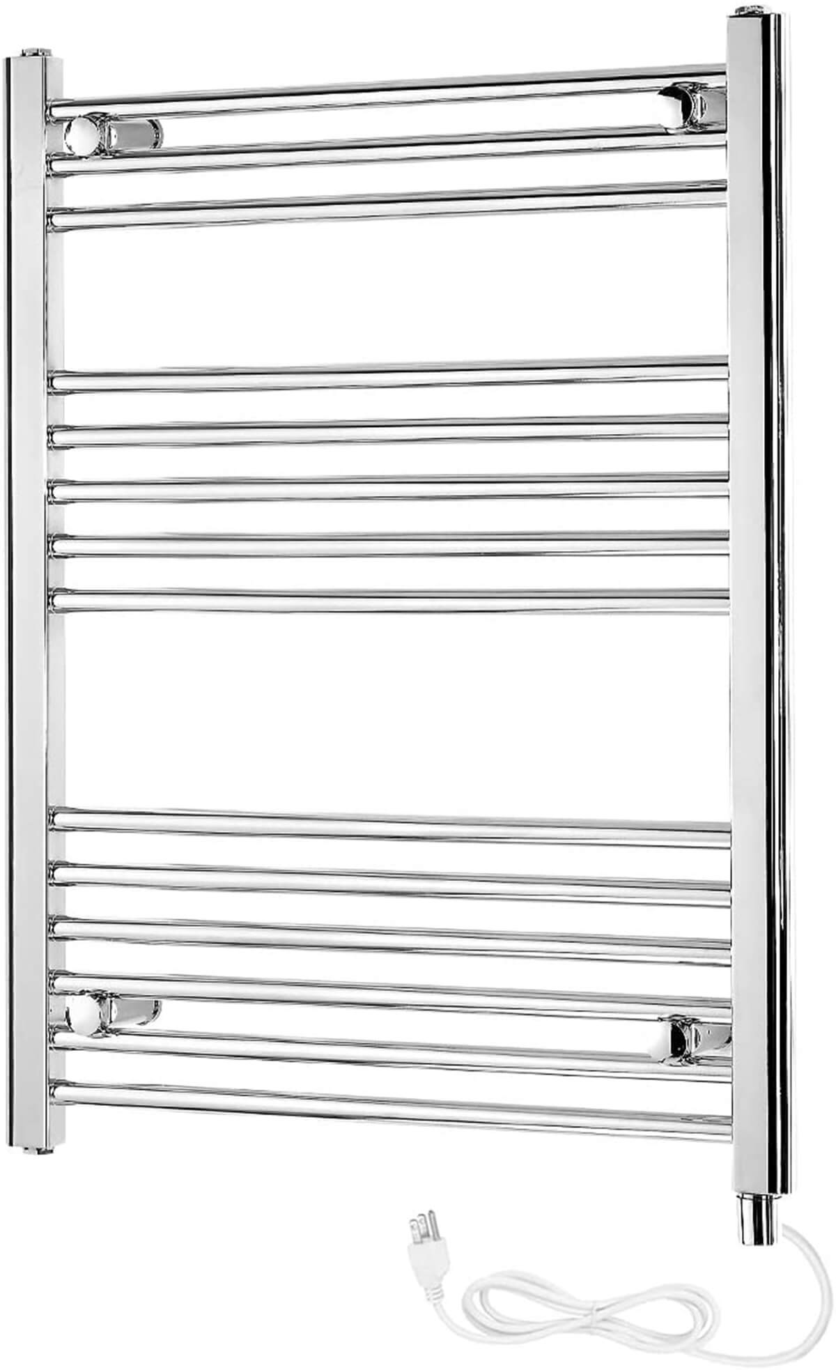 Towel Warmer Rack, Steel Heated Drying Rack Plug-in Wall Mounted Towel Warmer Rack for Bathroom (Silver, 14 Bar)