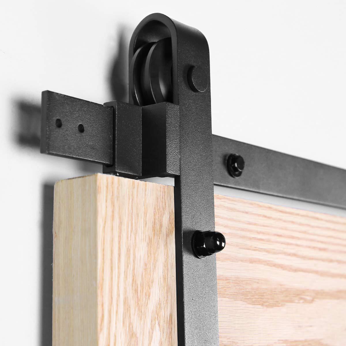 Homrest 13ft Bi-parting Sliding Barn Door Hardware Classic Steel Kit, J Shape