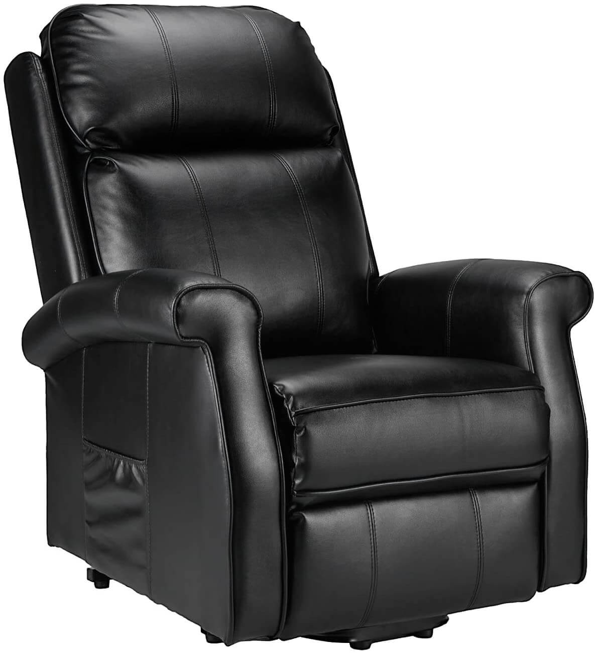 Homrest Electric Power Lift Recliner Chair, Faux Leather Electric Recliner for Elderly with Heated Vibration Massage(Black)