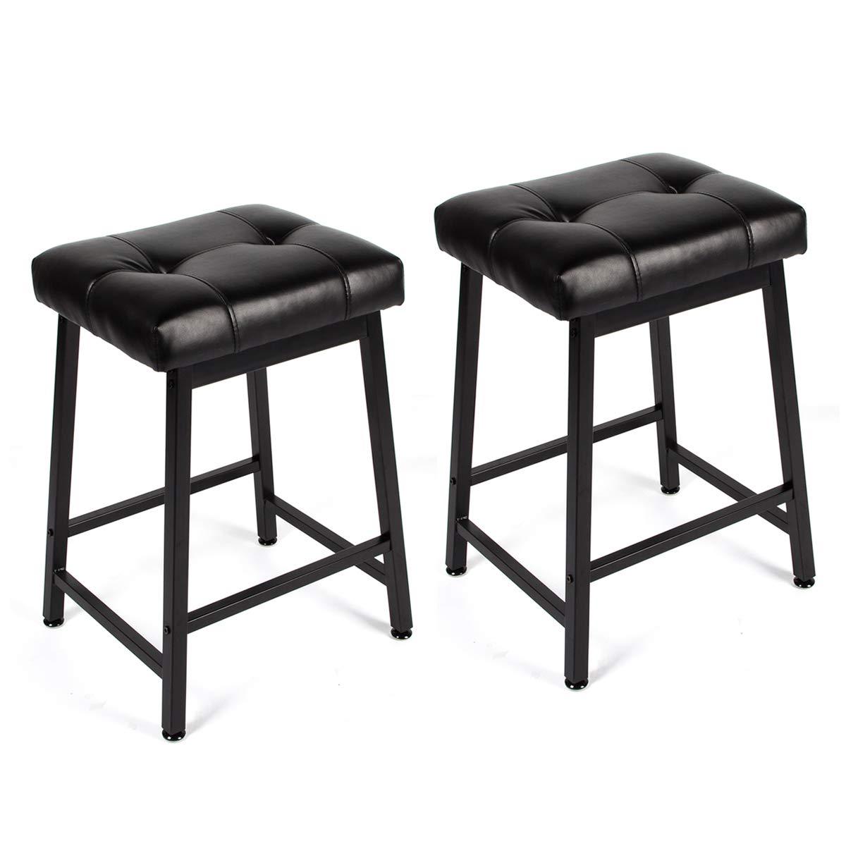 Homrest 24 inches Counter Height Bar Stools Set of 2 with Faux Leather Cushion