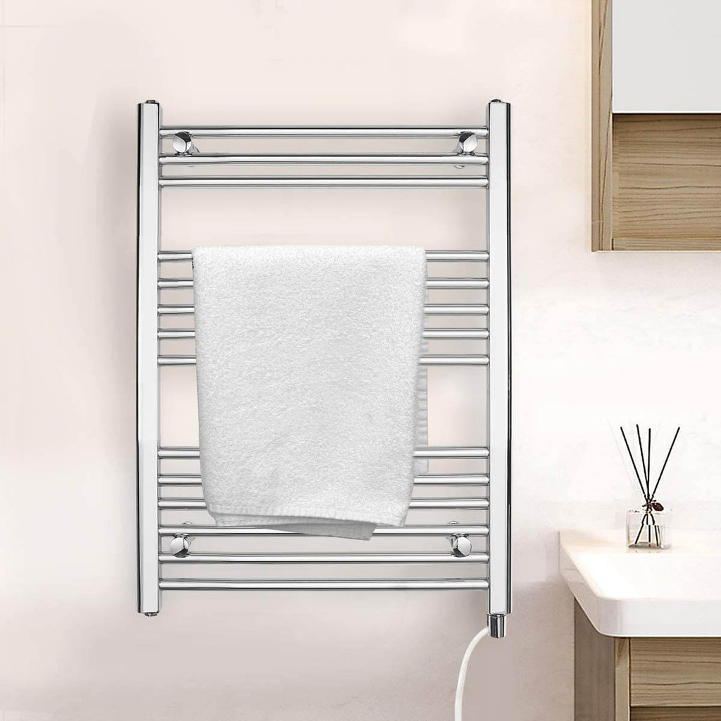 Towel Warmer Rack, Steel Heated Drying Rack Plug-in Wall Mounted Towel Warmer Rack for Bathroom (Silver, 14 Bar)