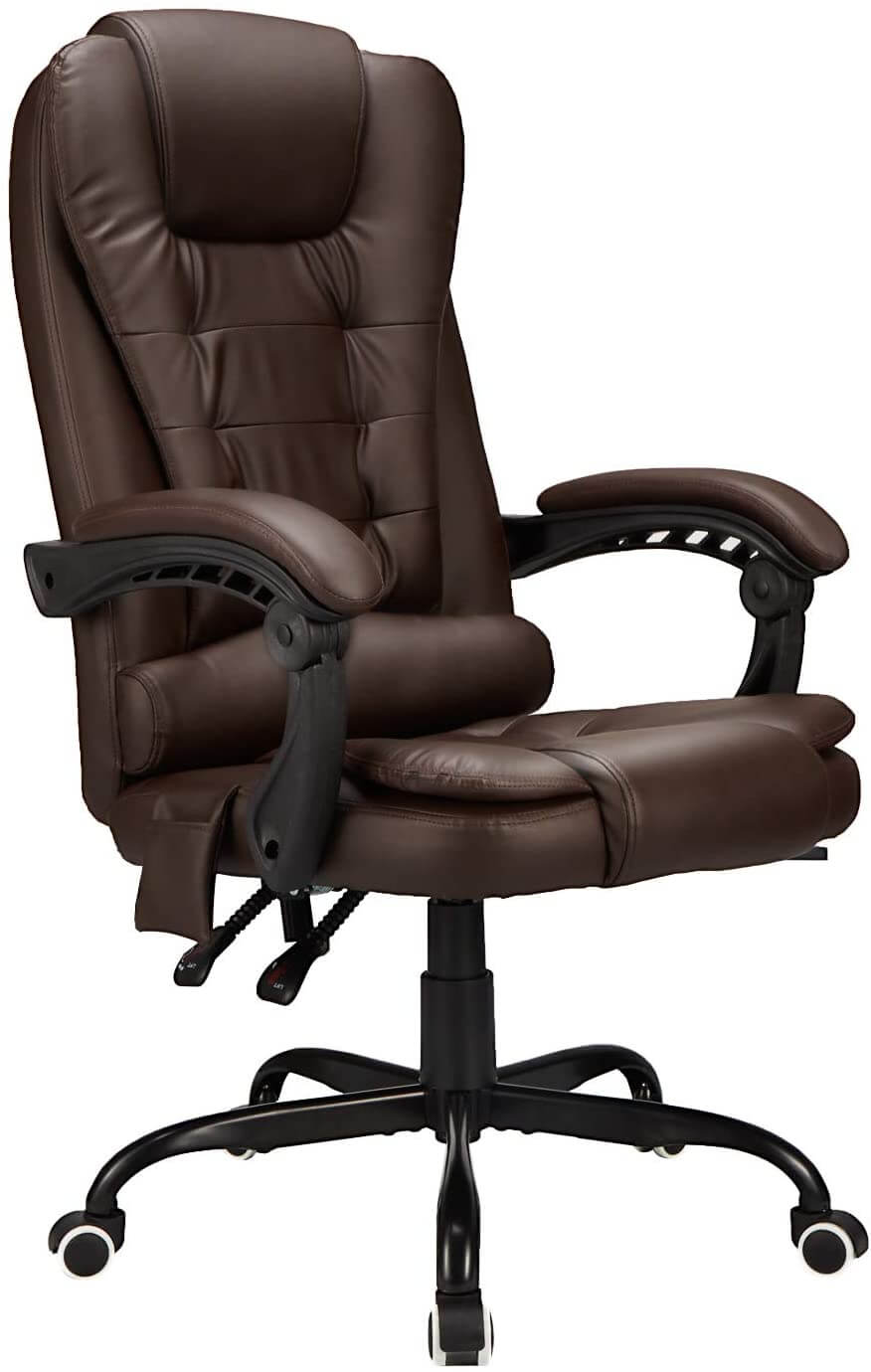 Homrest Ergonomic Office Chair, High-Back Computer Desk Chair with Heated Massage & Lumbar Support, Brown (Without Footrest)