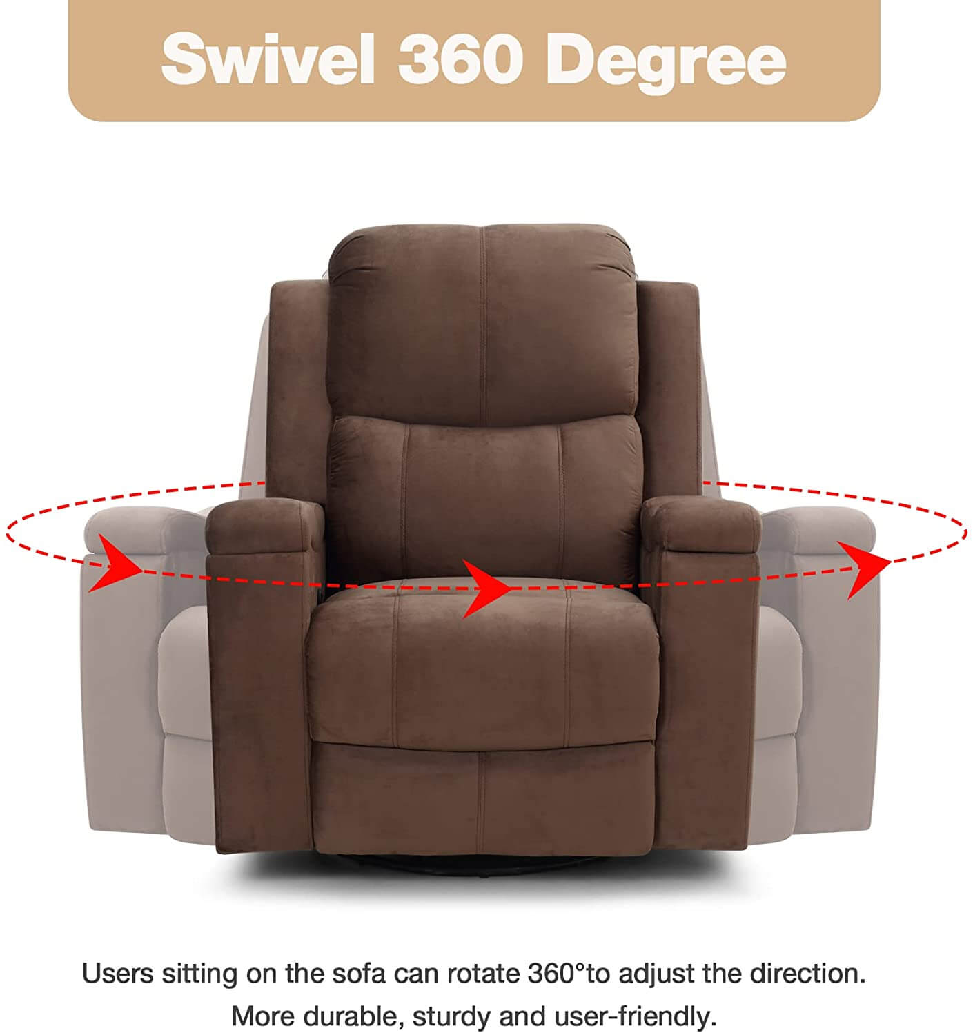 Massage recliner chair with cup holder for living room, dark brown | Homrest furniture