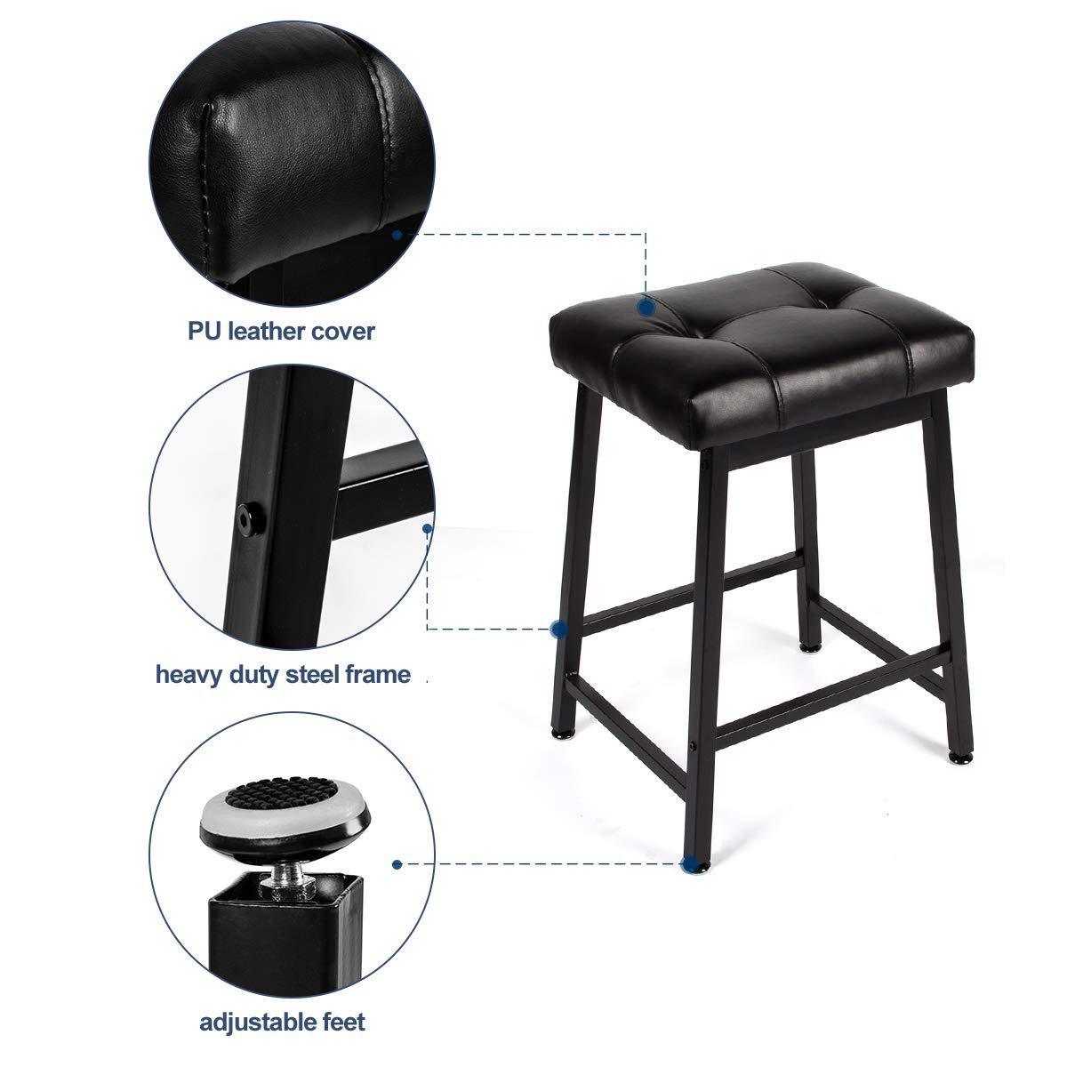 Homrest 24 inches Counter Height Bar Stools Set of 2 with Faux Leather Cushion