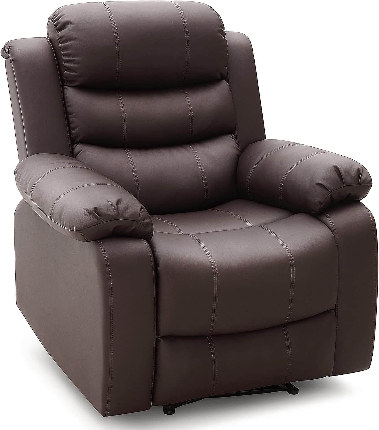 Homrest breath leather recliner chair for living room, brown