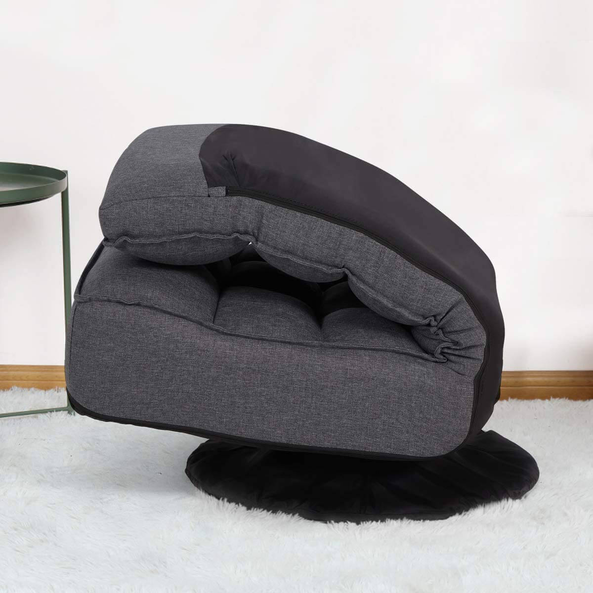 Homrest 360-Degree Swivel Floor Sofa, High Back Folding Floor Gaming Chair, Floor Lounger Adjustable Sleeper Recliner for Teens&Adults, Gray