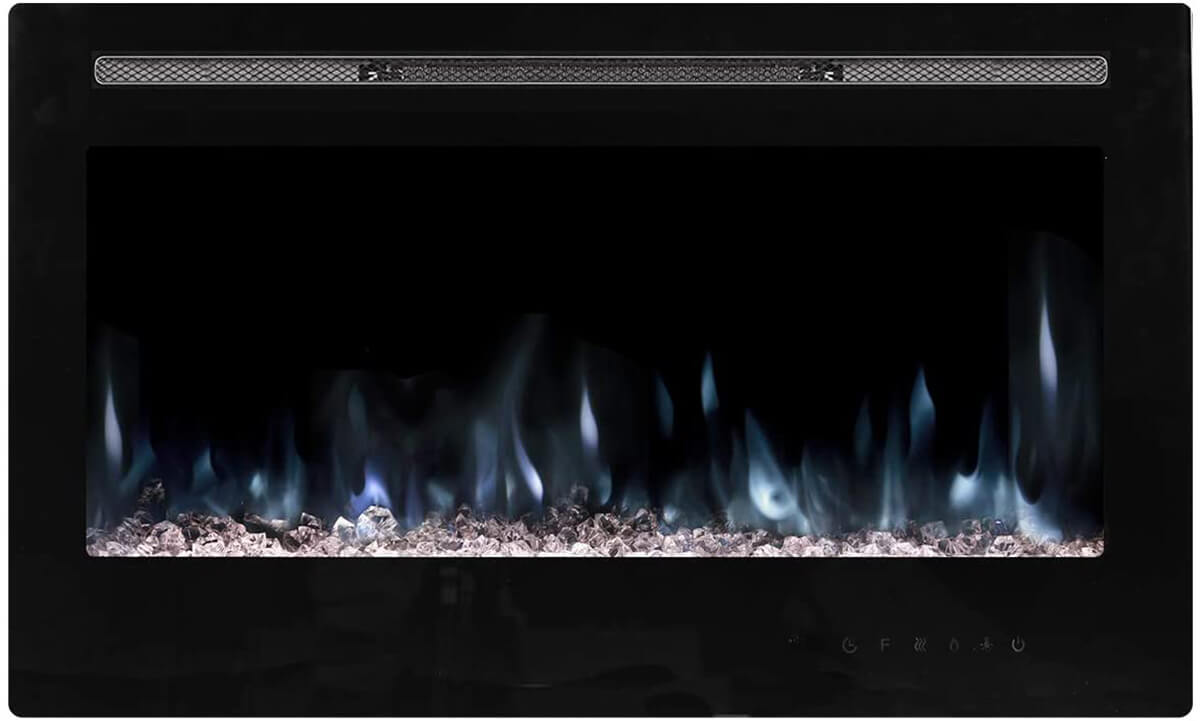 Homrest 36" Recessed Mounted Electric Fireplace Insert with Touch Screen Control Panel, Remote Control, 750/1500W, Black