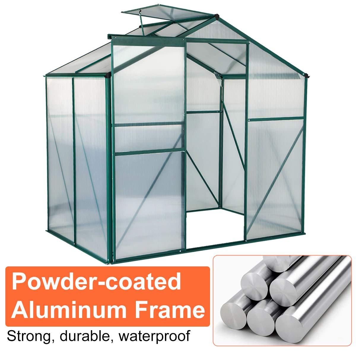  Homrest 4'x6'x6.6' Garden Walk-in Greenhouse with Sliding Door & Roof Vent