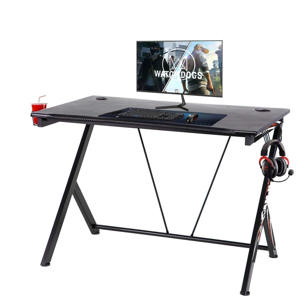 Homrest Gaming Desk Home Office with Cup Holder and Headphone Hook Black 43.3 inches