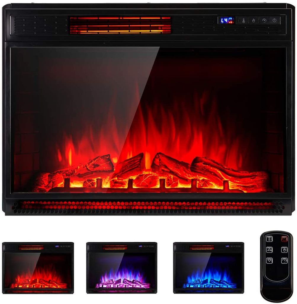 Homrest 29 Inch Electric Fireplace Insert, Recessed Mounted & Freestanding Electric Fireplace Heater with Remote Control