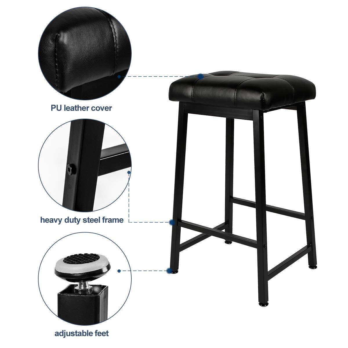 Homrest 30 inchs Counter Height Bar Stools with Faux Leather Cushion Set of 2