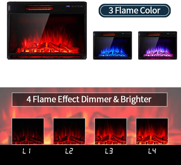  Homrest 29 Inch Electric Fireplace Insert, Recessed Mounted & Freestanding Electric Fireplace Heater with Remote Control