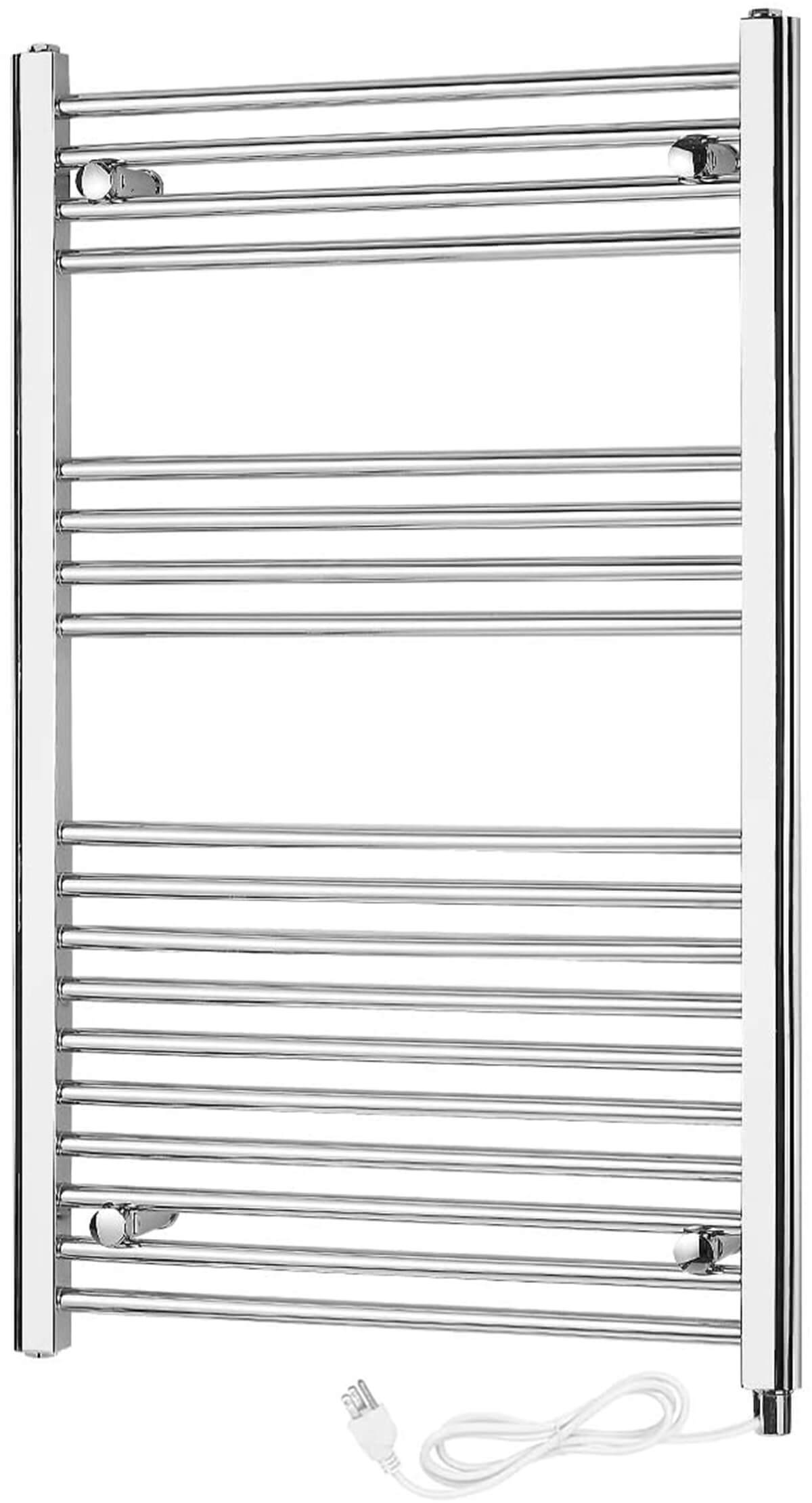 Towel Warmer Rack, Steel Heated Drying Rack Plug-in Wall Mounted Towel Warmer Rack for Bathroom (Silver, 18 Bar)