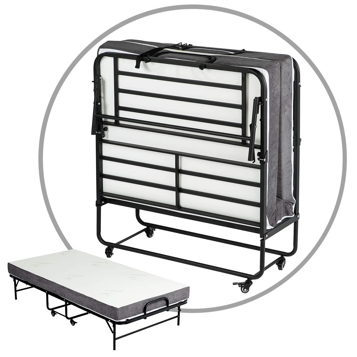 Homrest Portable Folding Bed with 5 Inch Memory Foam Mattress