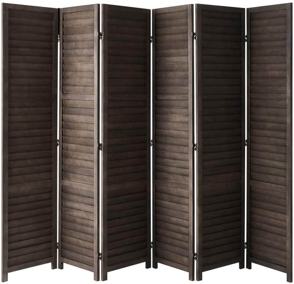 Homrest 6 Panel Wood Room Divider, 5.6 Ft Tall Folding Privacy Screen Room Divider(Dark Brown)