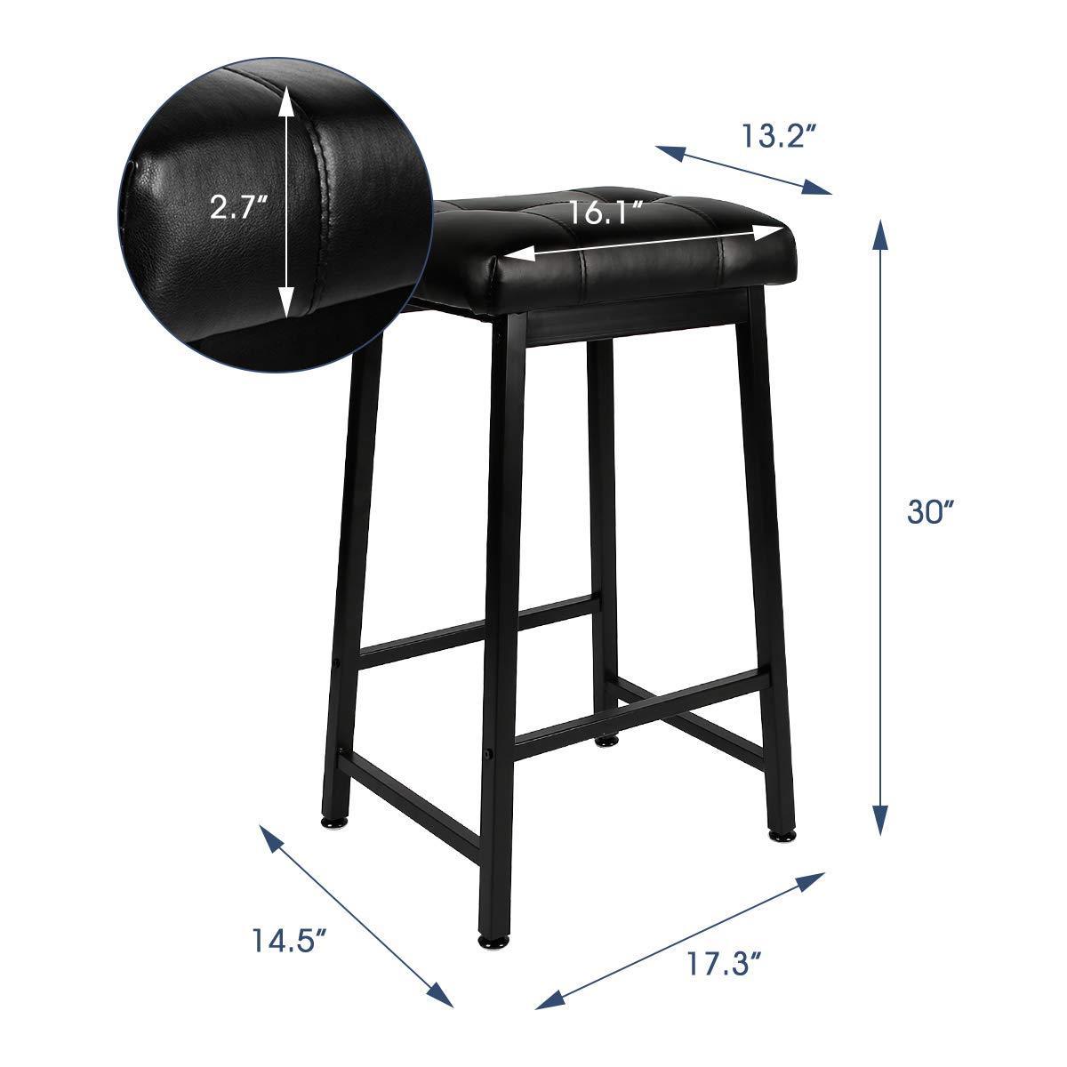 Homrest 30 inchs Counter Height Bar Stools with Faux Leather Cushion Set of 2