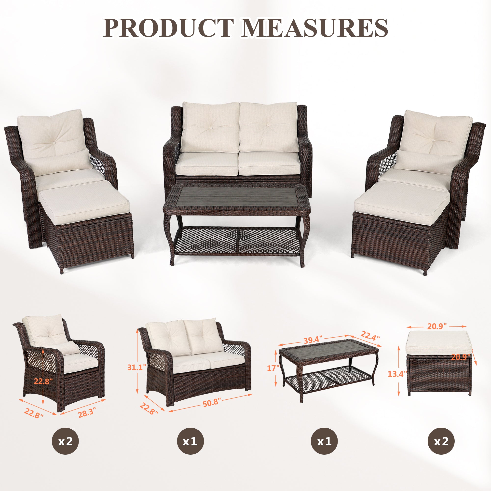 Homrest 6 pcs patio sofa set