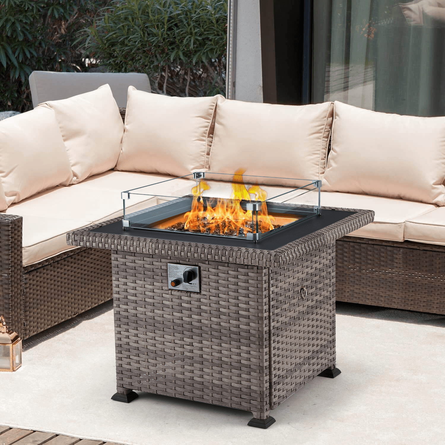 32'' Propane Fire Pit Table, 50000 BTU Square Gas