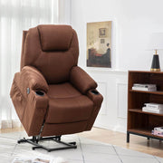 Homrest Electric Power Recliner Lift Chair Fabric Electric Recliner for Elderly, Heated Vibration Massage Sofa with Side Pockets, USB Charge Port & Remote Control(Coffee)