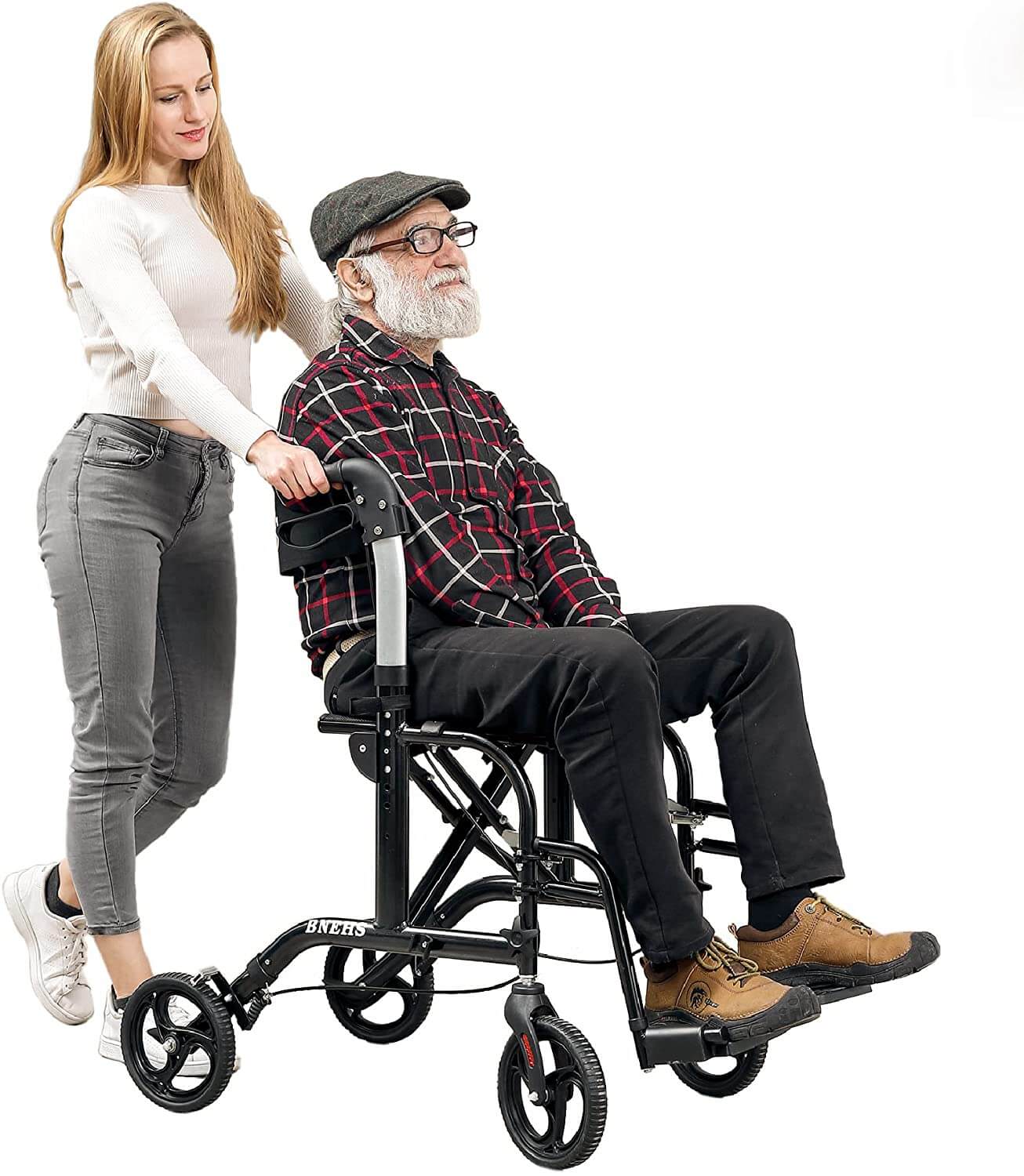 Rollator walker with seat, black | Homrest furniture