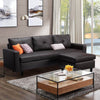 Homrest Faux Leather Sectional Sofa Convertible Couch Black Leather L-Shape Couch for Small Space Apartment