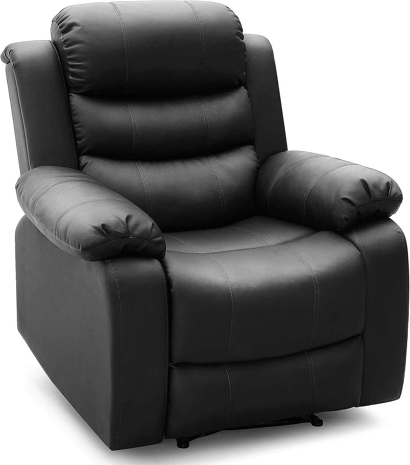 Homrest breath leather recliner chair for living room, black