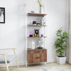 Homrest Wall Mounted Industrial 3-Tier Bookshelf with 2 Wood Drawers & Matte Steel Frame Ladder Shelf Bookcase, White