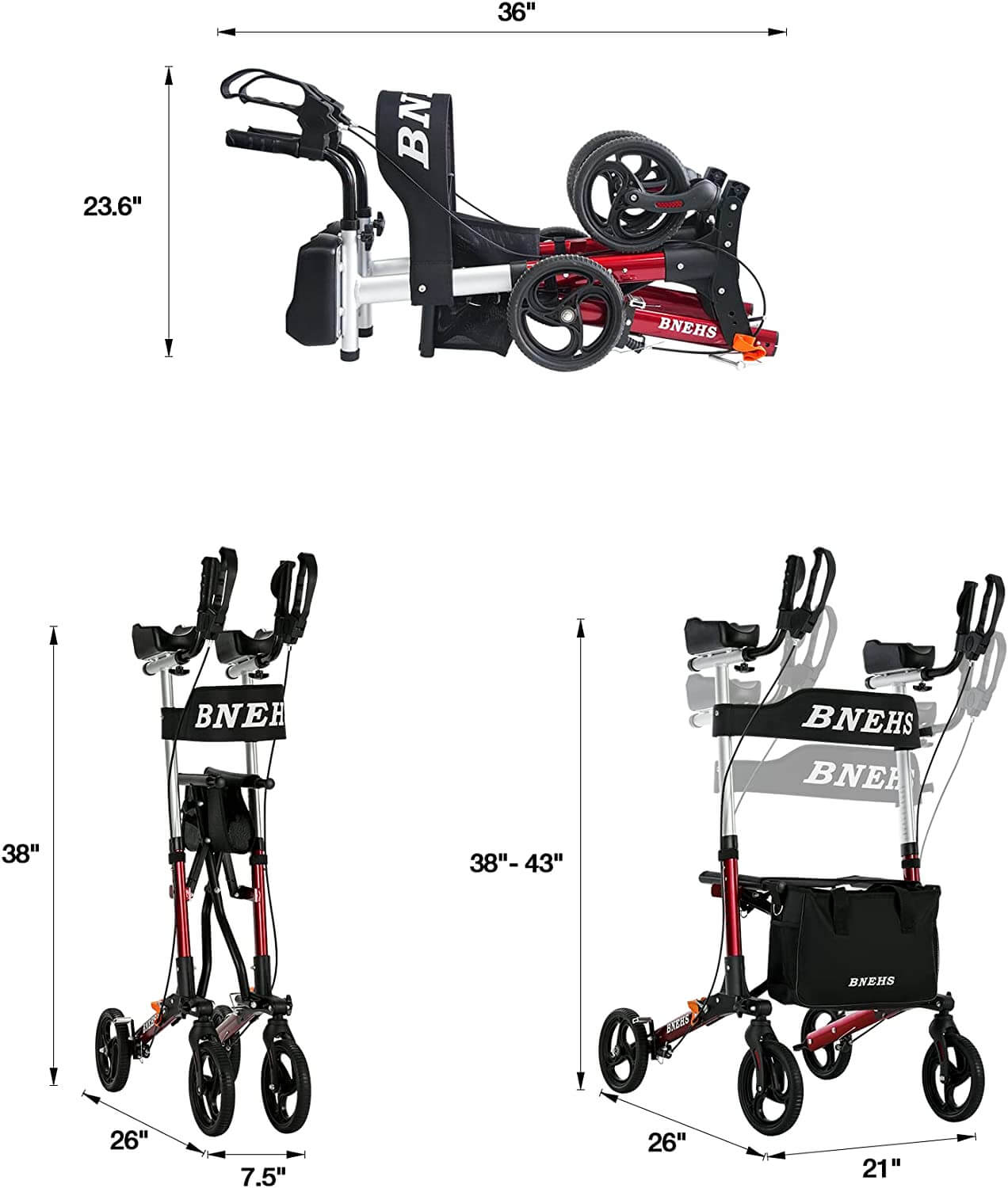Product dimensions of Homrest rollator walker