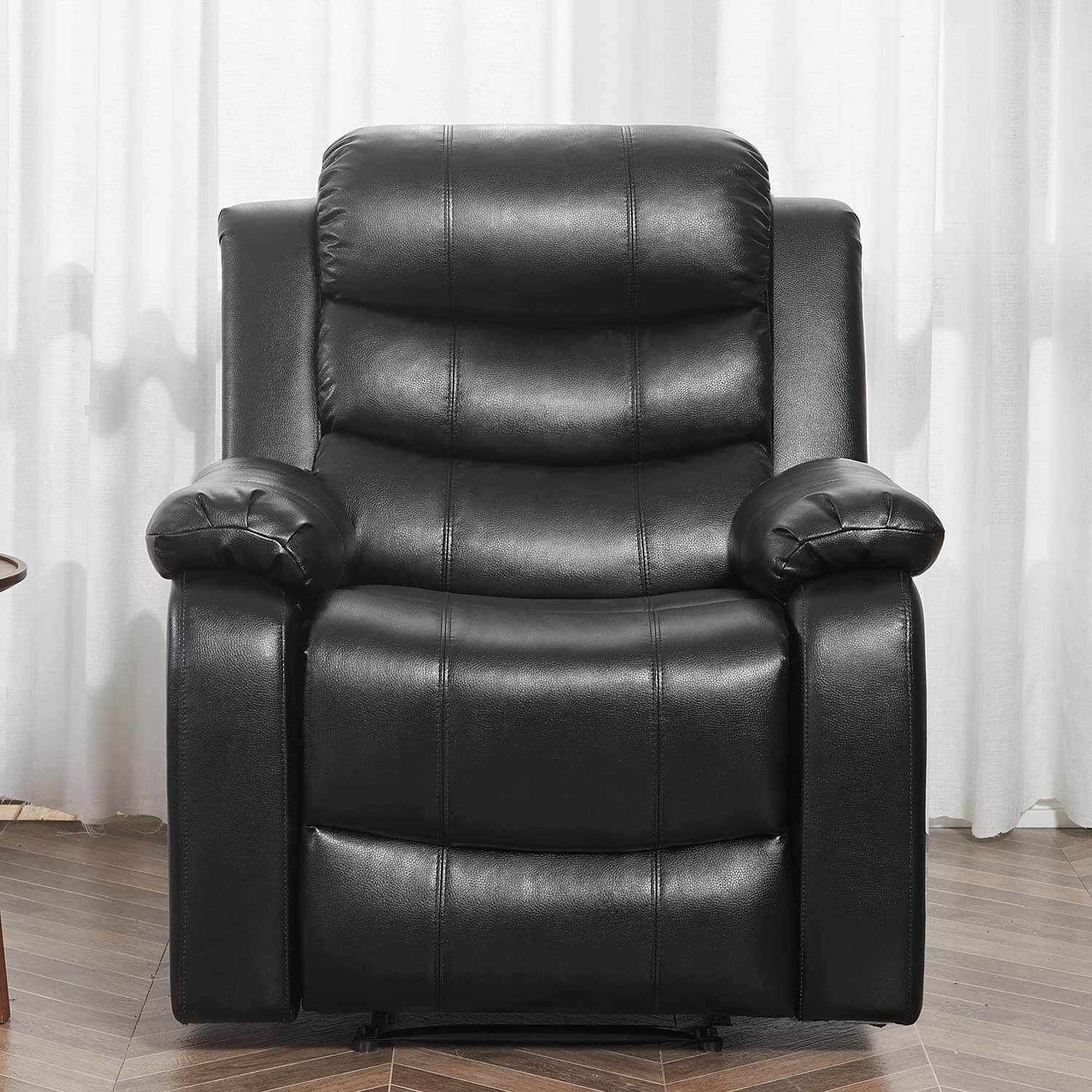Homrest breath leather recliner chair for living room, black