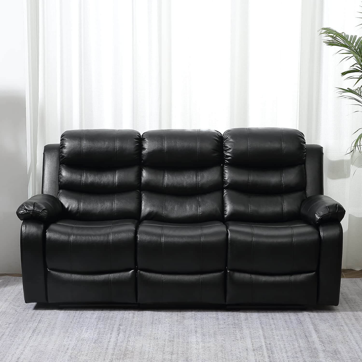 Homrest 3 seater Recliner Sofa Set Home Theater Seating Reclining Couch for Living Room, Black