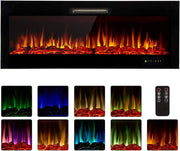 Homrest 50" Recessed Mounted Electric Fireplace Insert with Log/Crystal Option, 750/1500W
